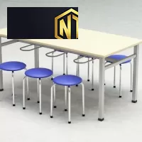 Xưởng Nội Thất Ngọc Thịnh - Bàn ăn công nghiệp có mặt bàn bằng gỗ công nghiệp phủ melamin